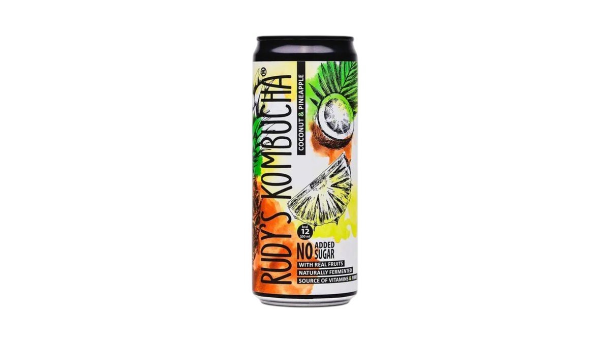 Rudy's Kombucha su kokosais ir ananasais be pridėtinio cukraus, 330 ml